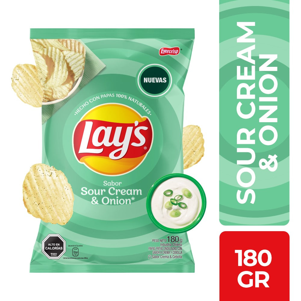 Papas Fritas Lays Corte Americano Crema y Cebolla