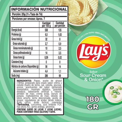 Papas Fritas Lays Corte Americano Crema y Cebolla